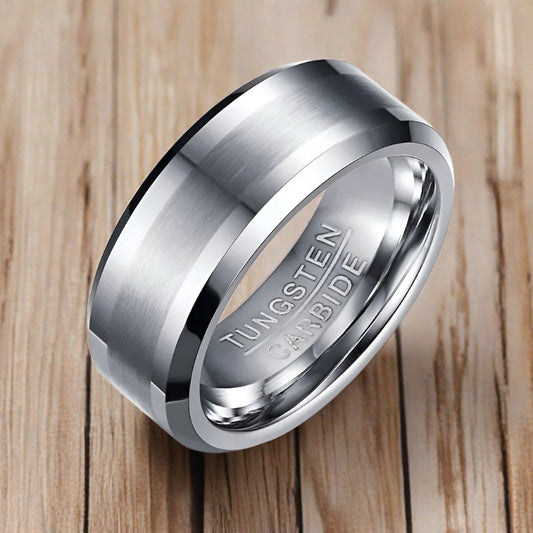 100% Tungsten Carbide Men's Wedding Band - Durable 8mm Width - Zyolly