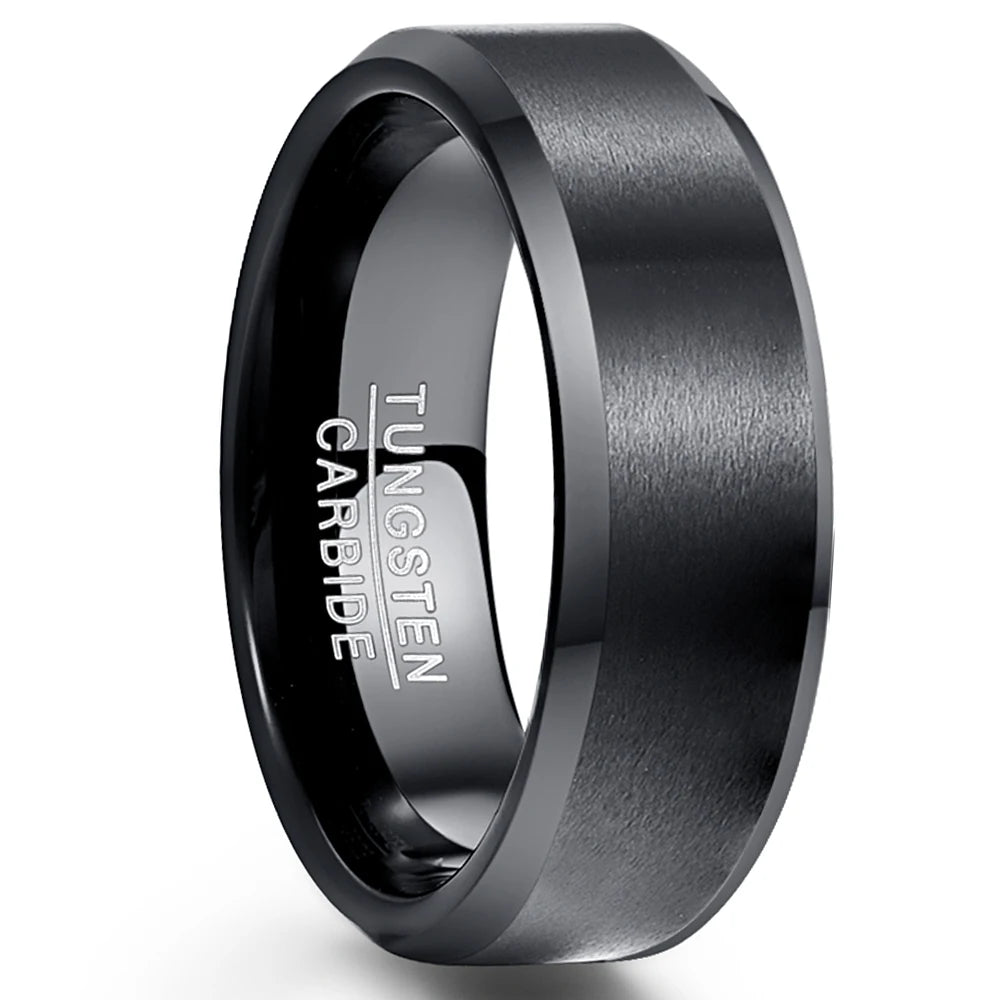 8MM High Quality Black Tungsten Carbide Wedding Band - Zyolly