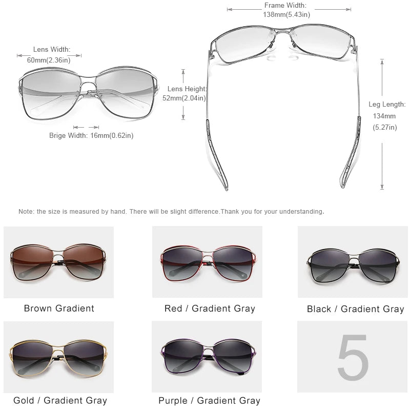 the measurements of sunglasses for men and women