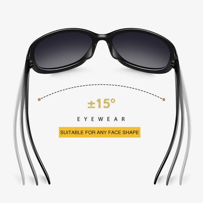 a pair of black sunglasses with the words eyewear suitable for any face shape