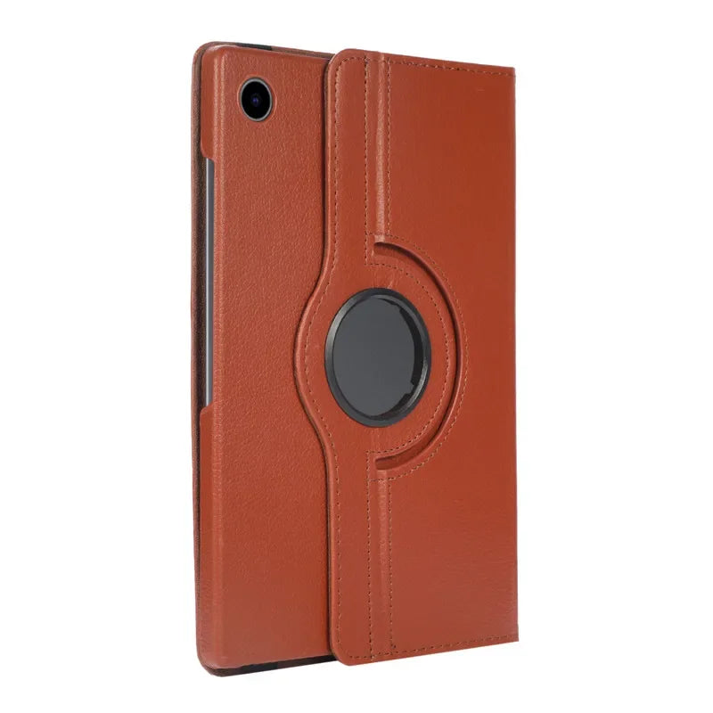 an orange ipad case with a circular design